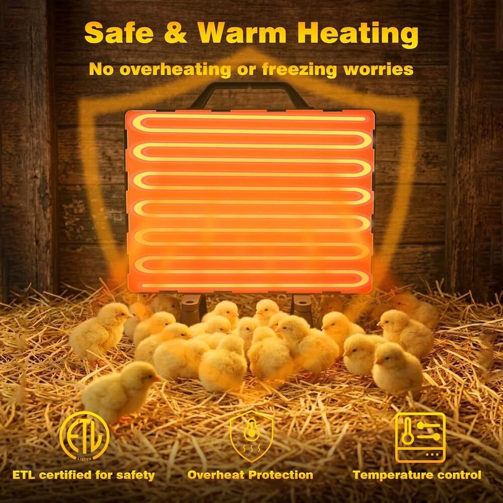 Chicken Coop Heater for Winter, Safe 140W Radiant Heat Panel with ETL Certificat - Picture 3 of 5